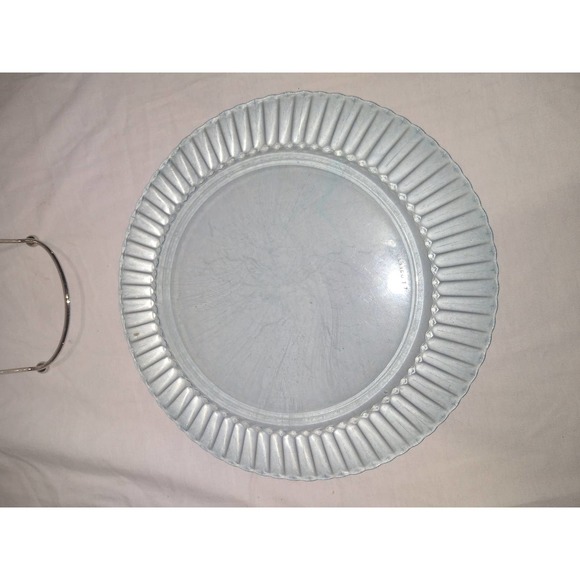 Set of 4 Ice blue forte crisa ribbed dinner plates (10" diameter) - Picture 3 of 4